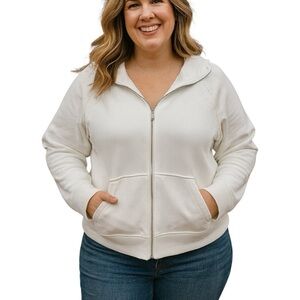 Avia XXL Large White Full Zip Sweatshirt w/ Pockets Casual Athleisure Loungewear